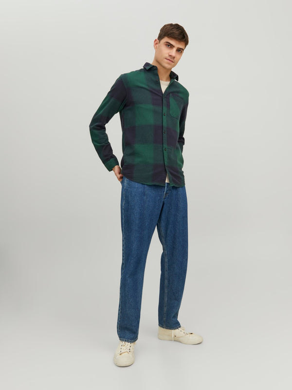 Jack&Jones Minimalist Oversize Uzun Kol Kareli Erkek Gömleği
