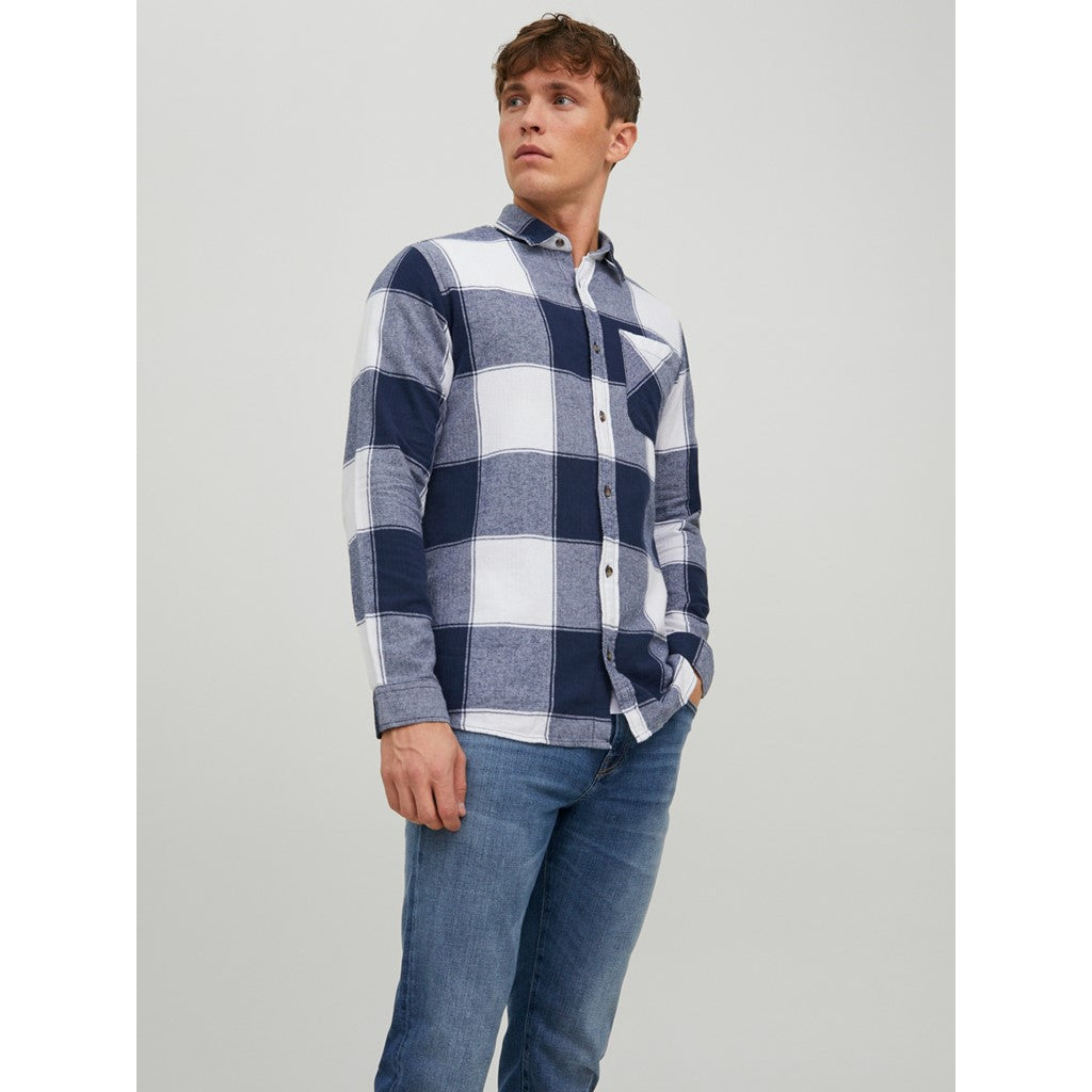 Jack&Jones Minimalist Oversize Uzun Kol Kareli Erkek Gömleği