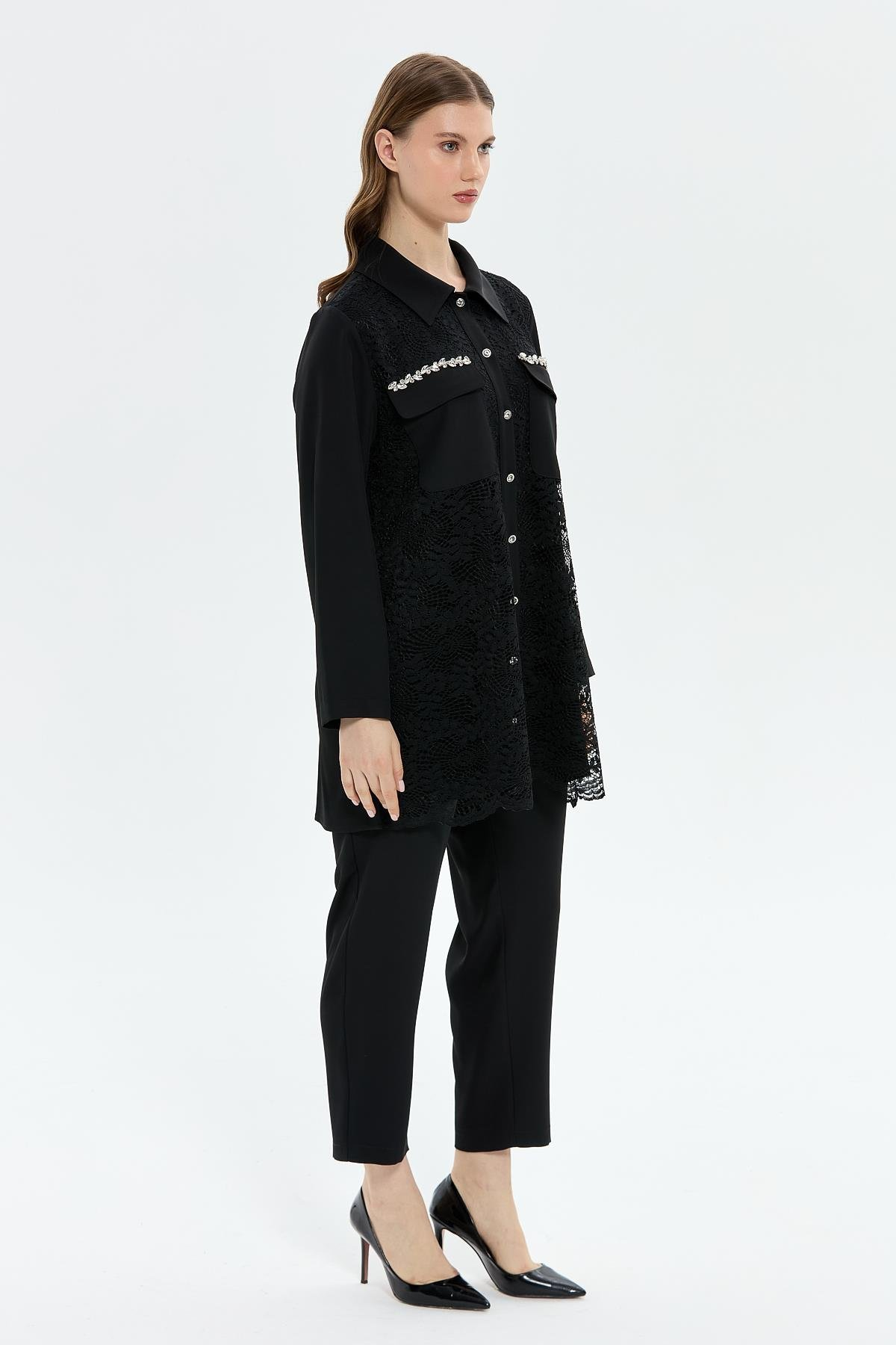 Müsemma Oversize Dantelli Midi Gömlek - Şık ve Rahat