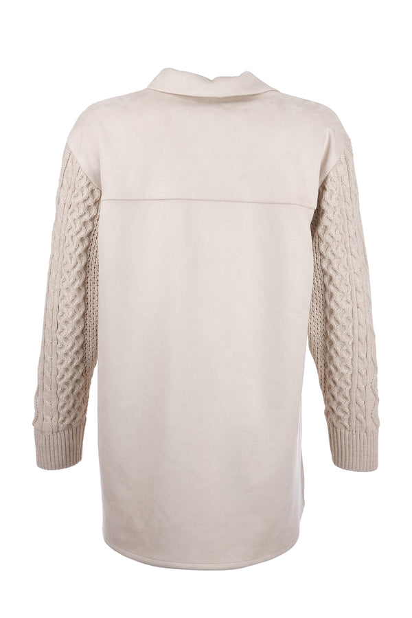 SCL Minimalist Oversize Midi Gömlek - Kazak Detaylı Kollar