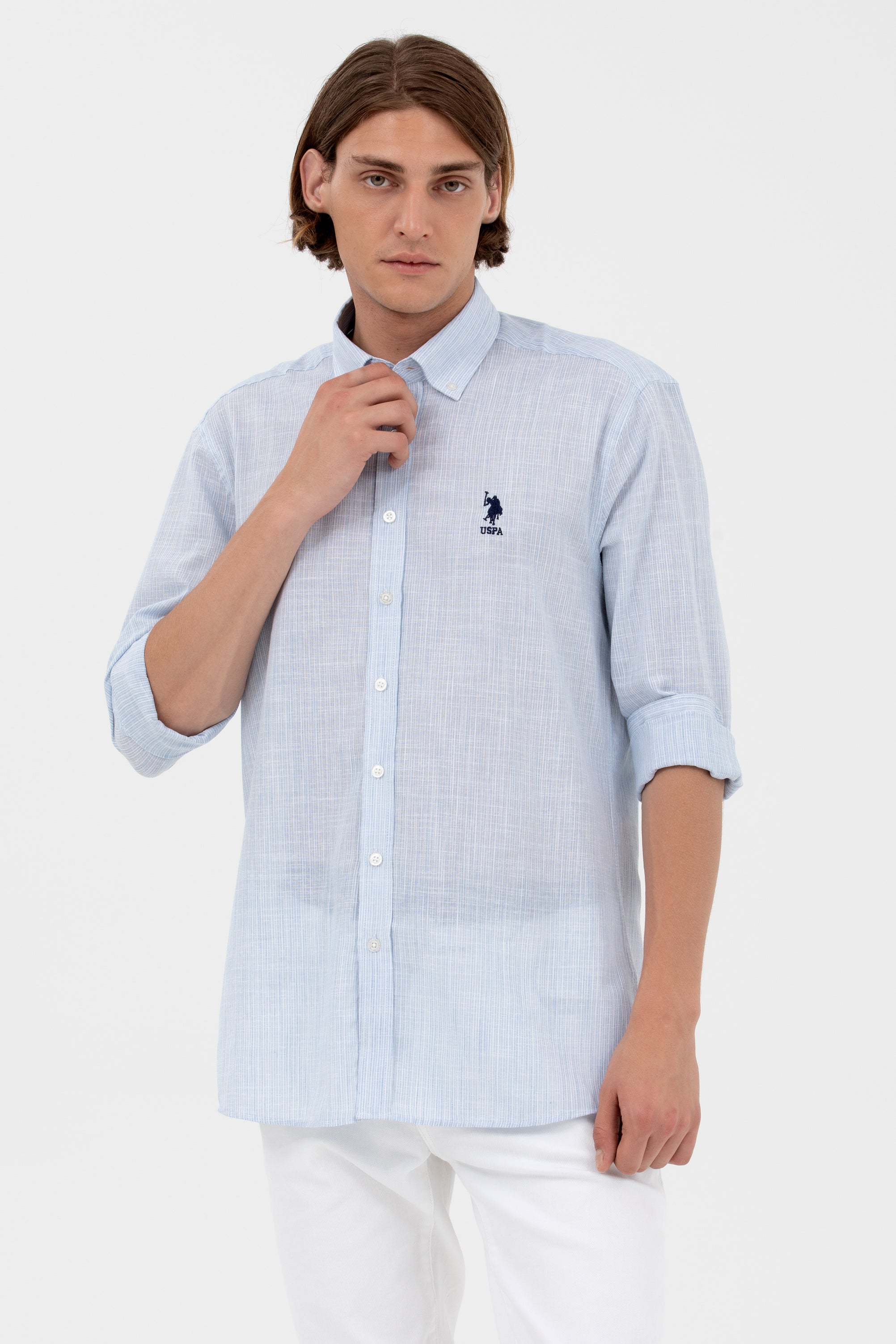 U.S. Polo Assn. Minimalist Erkek Gömlek - 3/4 Kol, Regular Fit, Günlük Translation missing: ar.content.product_image_main