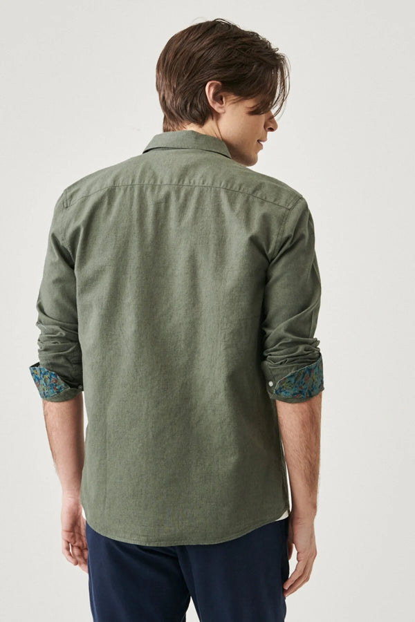 Wrangler Erkek Minimalist Uzun Kol Gömlek - Keten Görünümlü