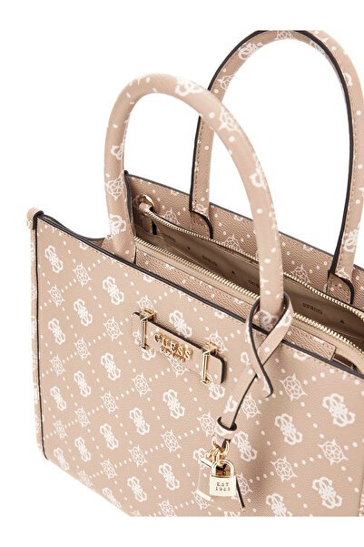 Guess Kadın Monogram Desenli Suni Deri Tote Çanta Çift Saplı Omuz Çantası