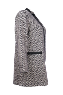 Gala-xi Minimalist Herringbone Desen Midi Uzun Kol Kadın Hırka