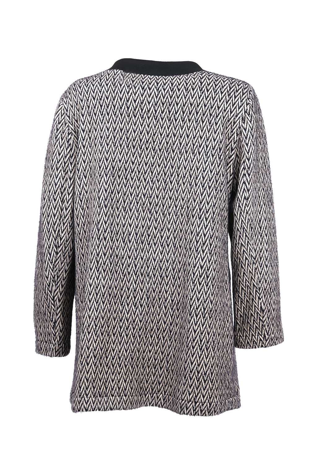 Gala-xi Minimalist Herringbone Desen Midi Uzun Kol Kadın Hırka