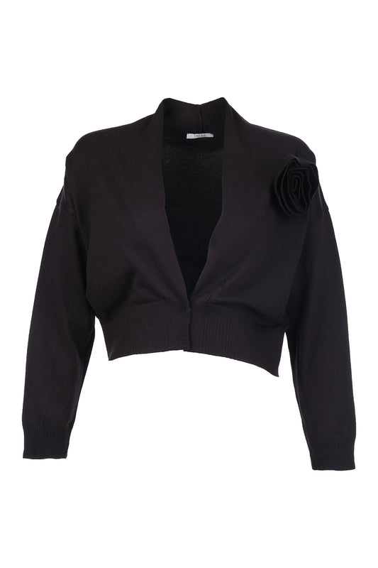 Unique Mode Minimalist V Yaka Uzun Kol Kadın Crop Hırka