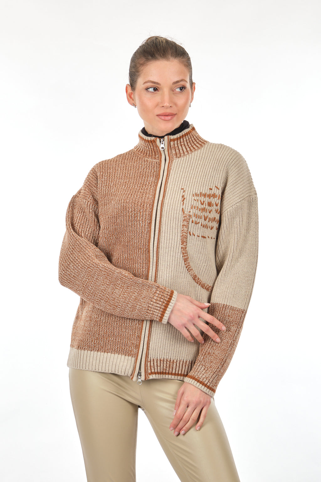 Unique Mode Oversize Fermuarlı Minimalist Kadın Hırka - Günlük & Şık
