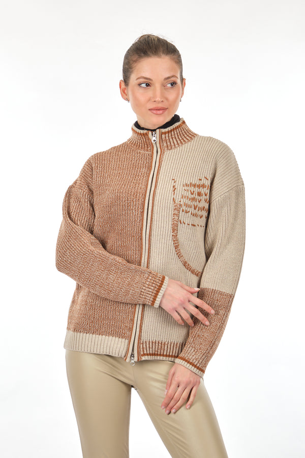 Unique Mode Oversize Fermuarlı Minimalist Kadın Hırka - Günlük & Şık