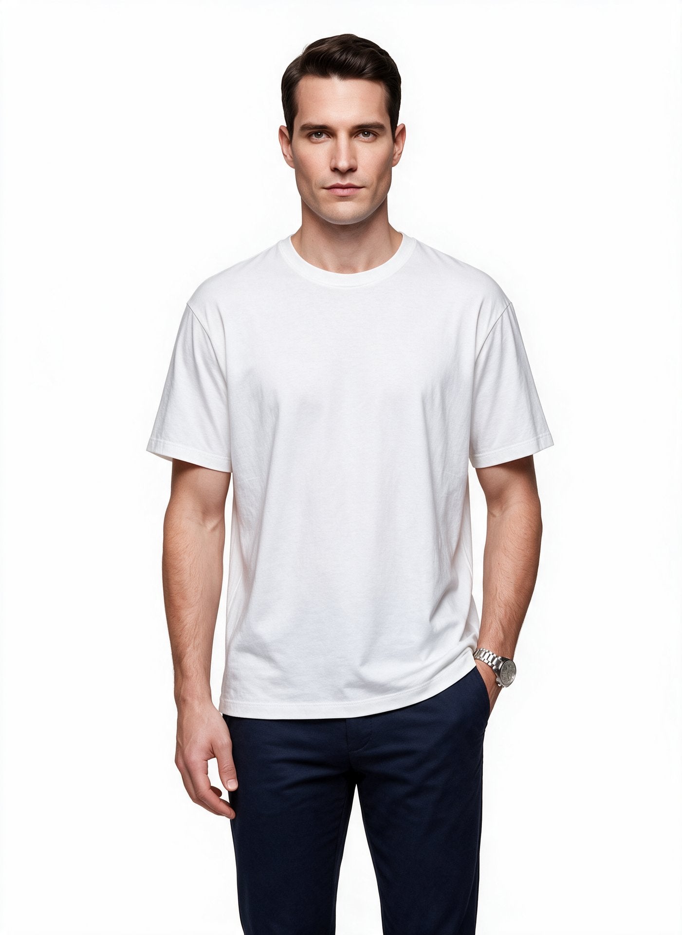 İntersivin Erkek Bisiklet Yaka Pamuklu Kısa Kollu Standart Kalıp T-Shirt T-05 İkincil görsel
