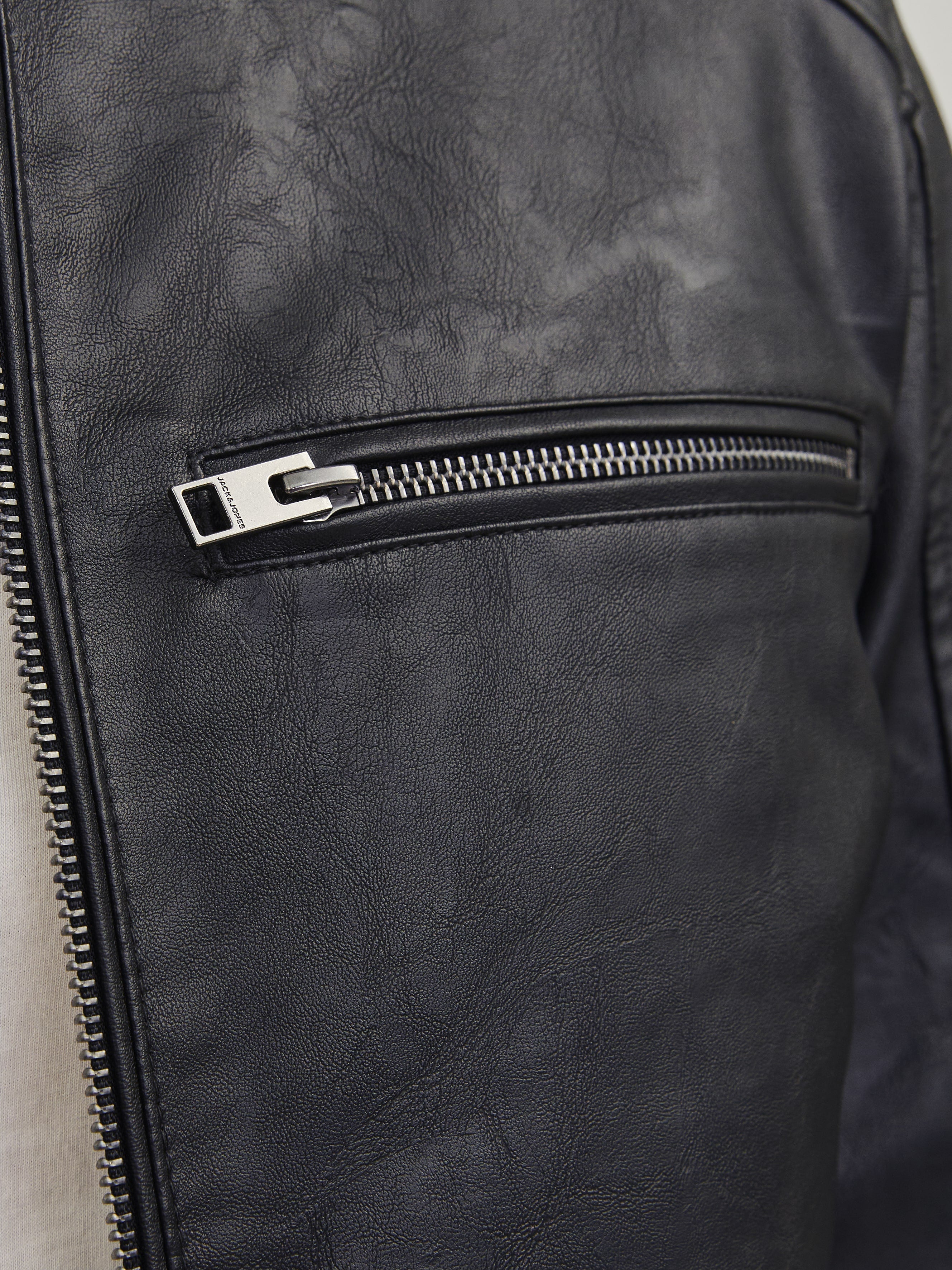 Jack&Jones Minimalist Deri Erkek Ceket - Regular Fit - Günlük Stil İkincil görsel