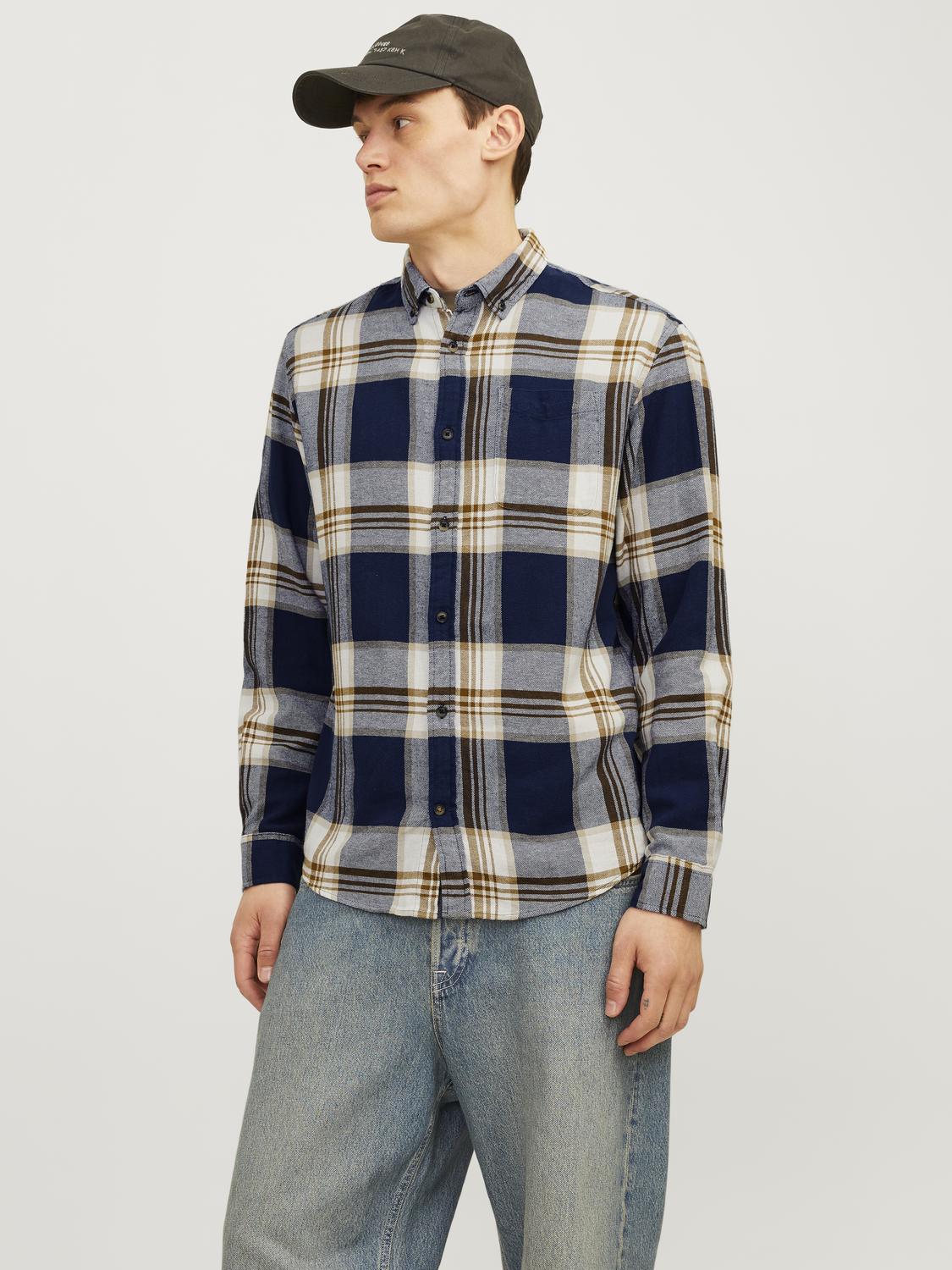 Jack&Jones Minimalist Kareli Uzun Kol Erkek Gömleği