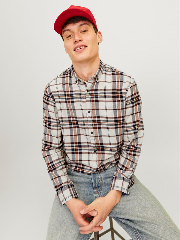 Jack&Jones Minimalist Kareli Uzun Kol Erkek Gömleği