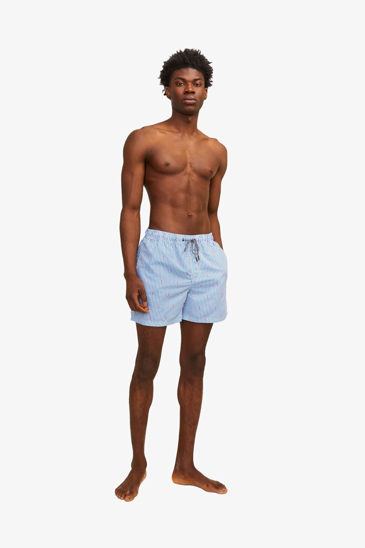Jack&Jones Erkek Mayo Şortu - Minimalist Çizgili - Plaj Şortu İkincil görsel