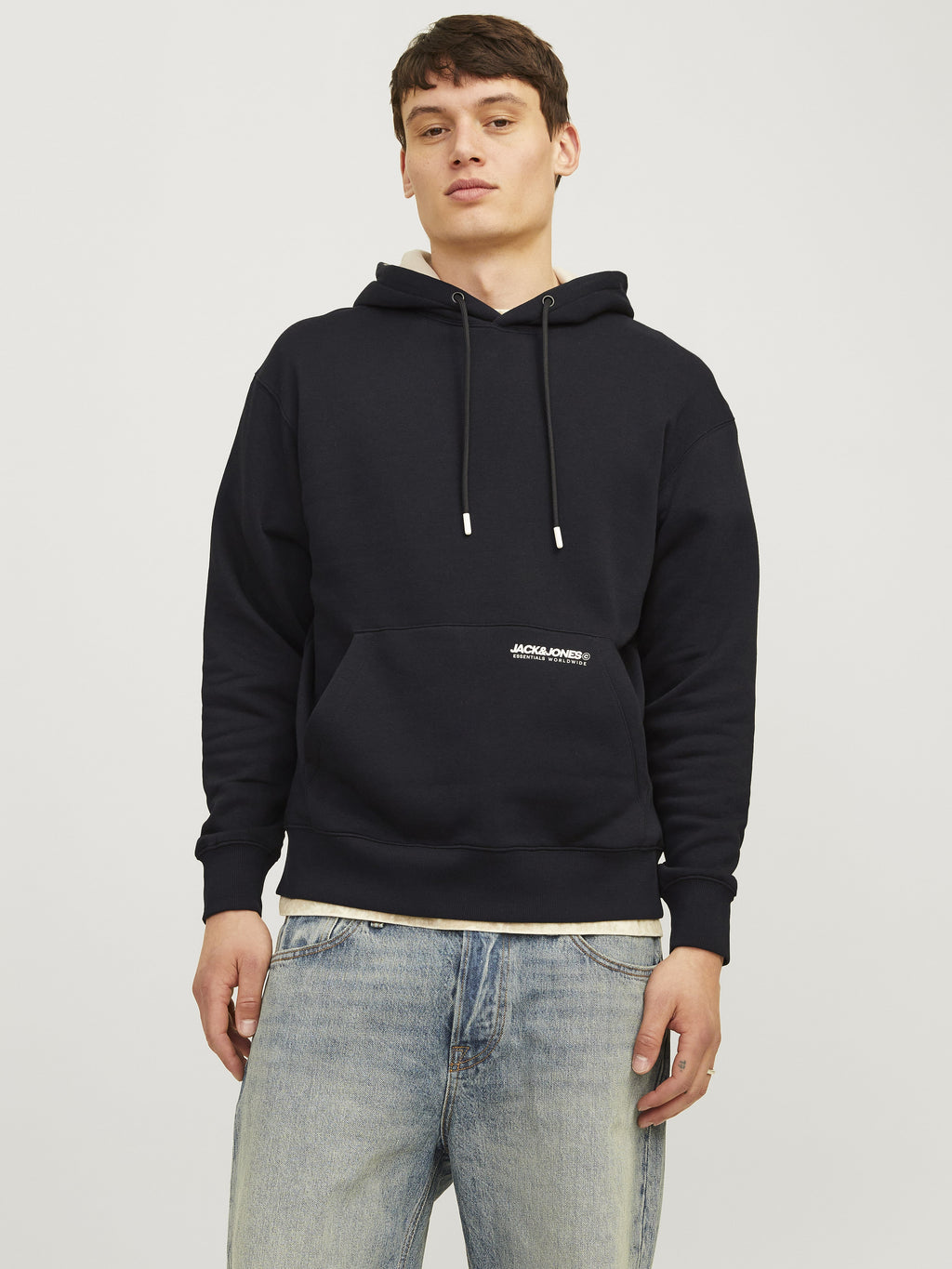 Jack&Jones Erkek Oversize Kapüşonlu Sweatshirt - Minimalist Günlük