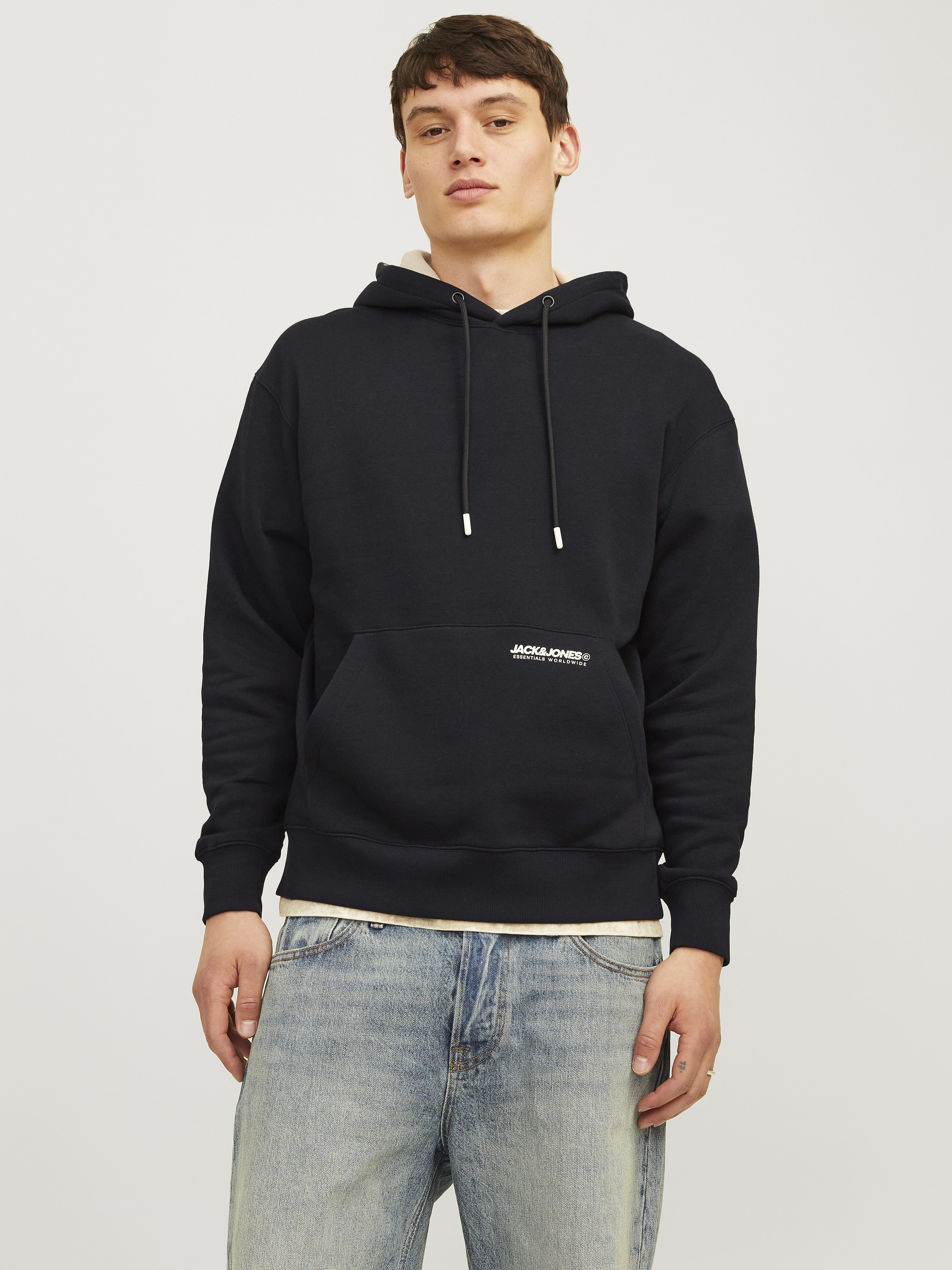 Jack&Jones Erkek Oversize Kapüşonlu Sweatshirt - Minimalist Günlük