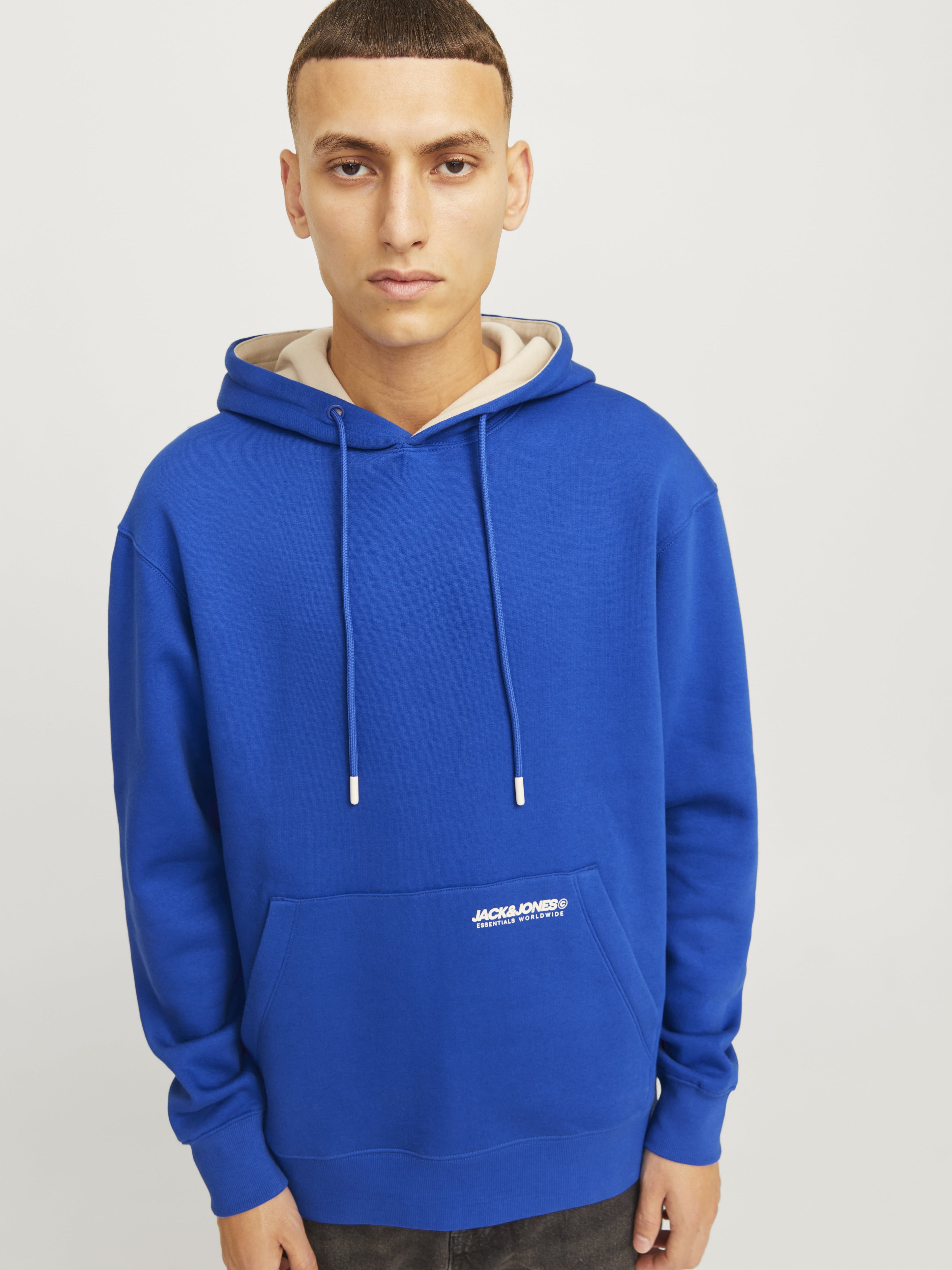 Jack&Jones Erkek Oversize Kapüşonlu Sweatshirt - Minimalist Günlük