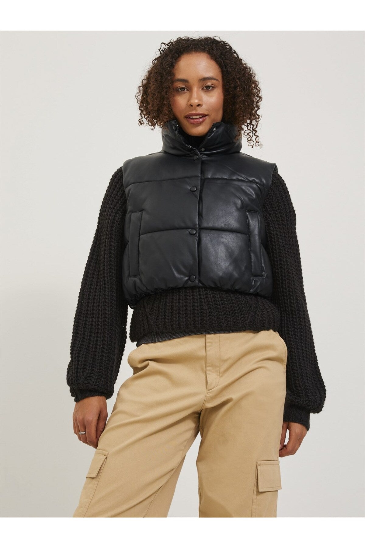 Jack&Jones JJXX Kadın Crop Oversize Suni Deri Yelek Translation missing: ar.content.product_image_secondary