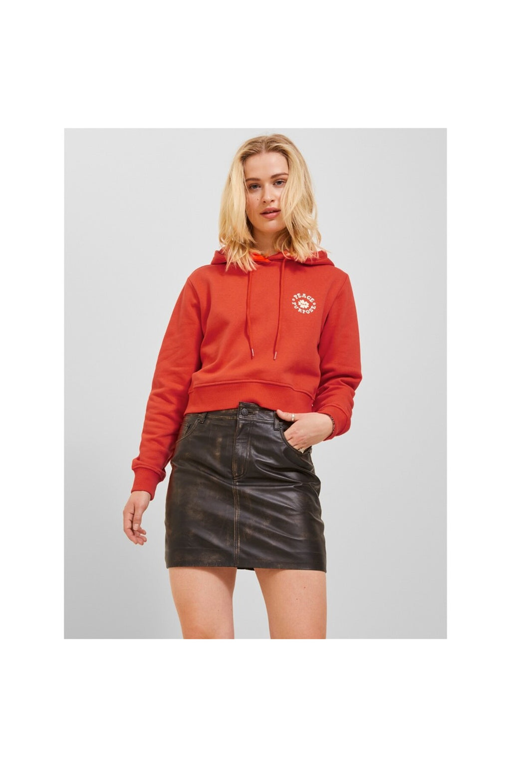 Jack&Jones JJXX Kadın Oversize Crop Kapüşonlu Sweatshirt - Minimalist Stil