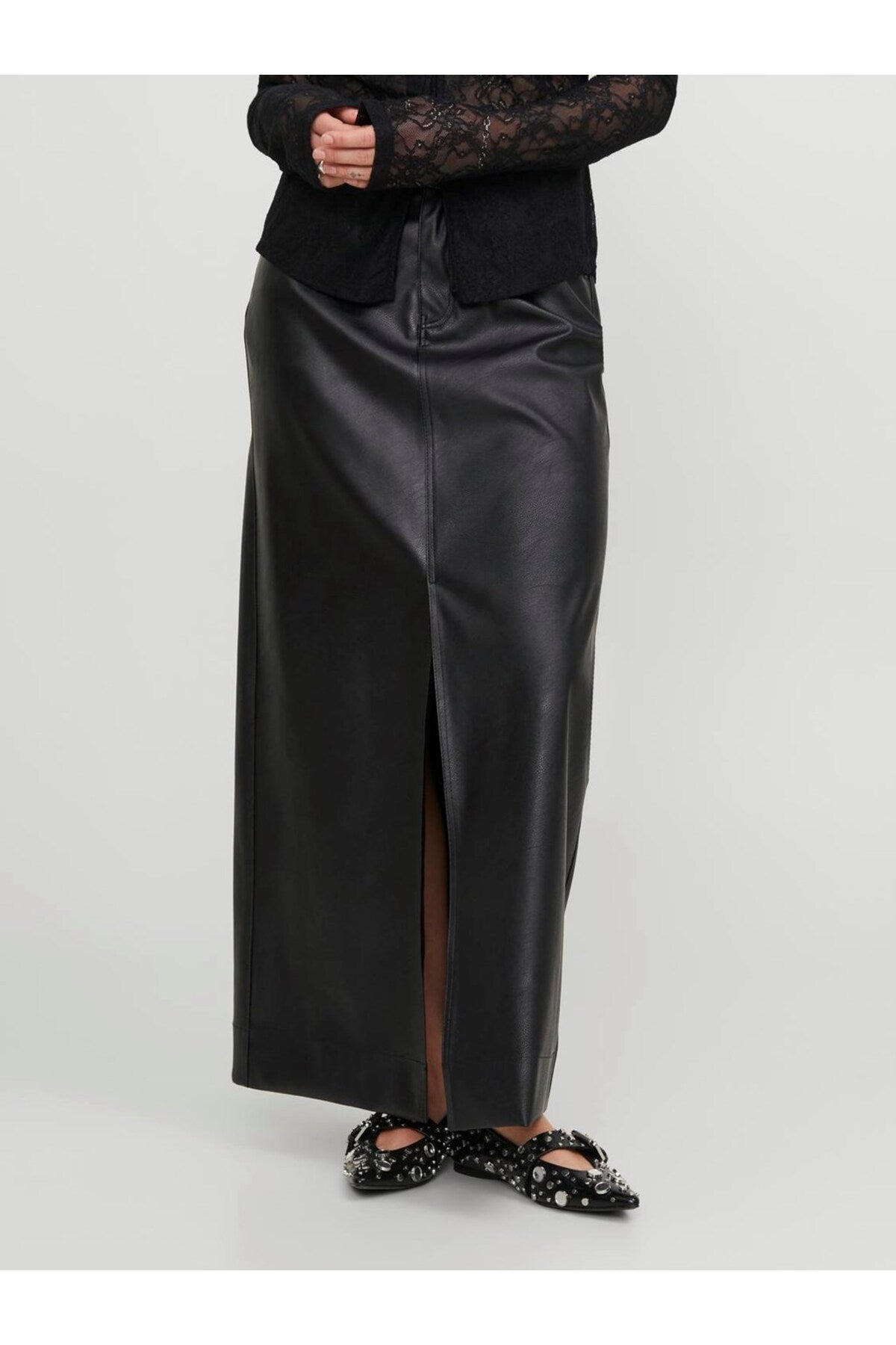 Jack&Jones JJXX Minimalist Maxi Deri Etek Ön Yarığı Detaylı - Günlük & Şık Translation missing: ar.content.product_image_main