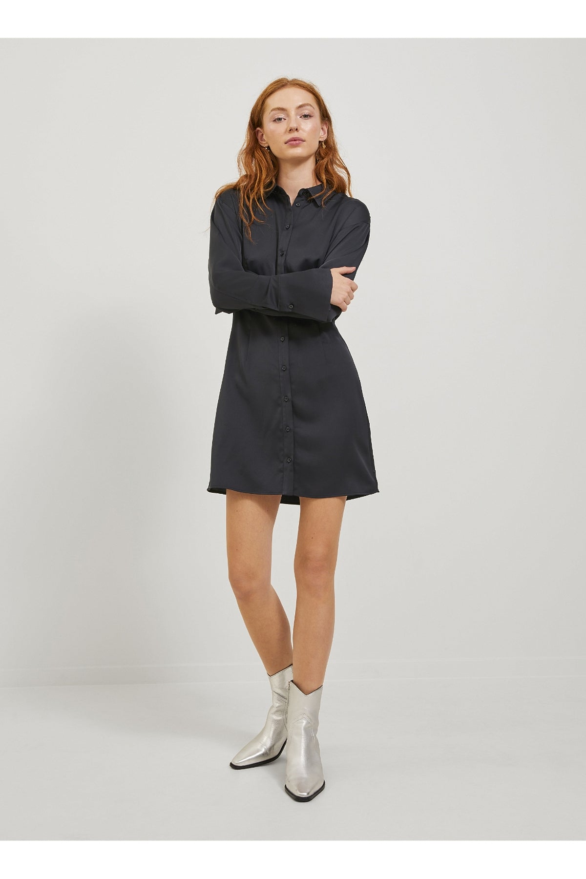 Jack&Jones JJXX Minimalist Saten Mini Elbise - Günlük & Parti Translation missing: ar.content.product_image_secondary