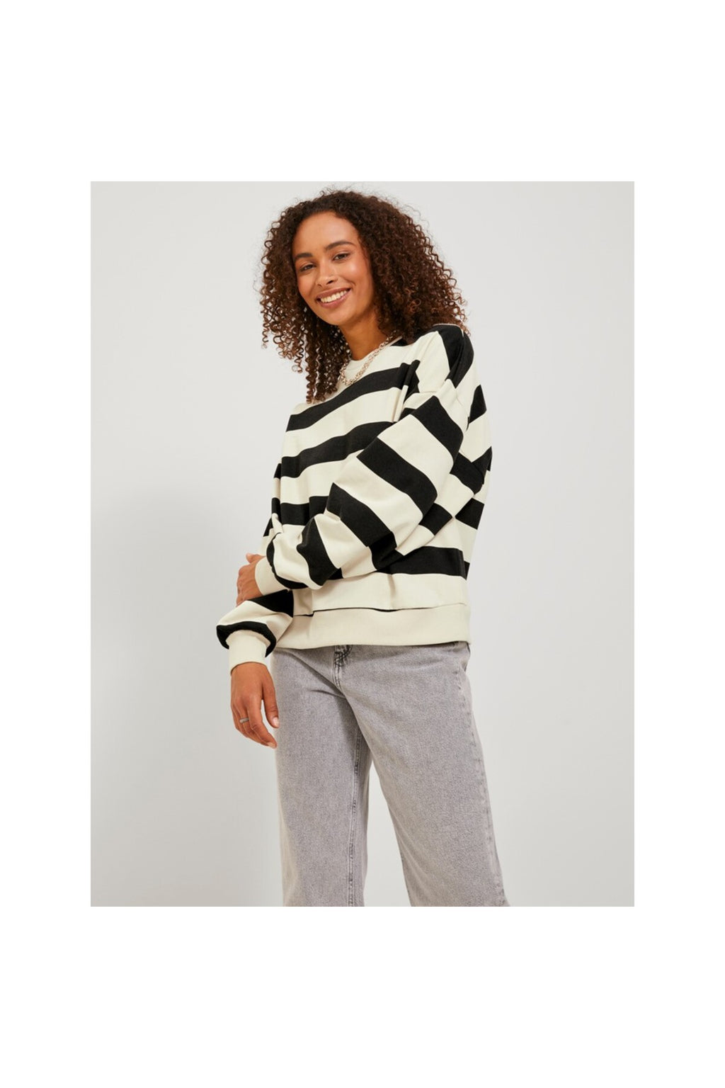 Jack&Jones JJXX Oversize Çizgili Uzun Kol Kadın Sweatshirt - Günlük Şıklık