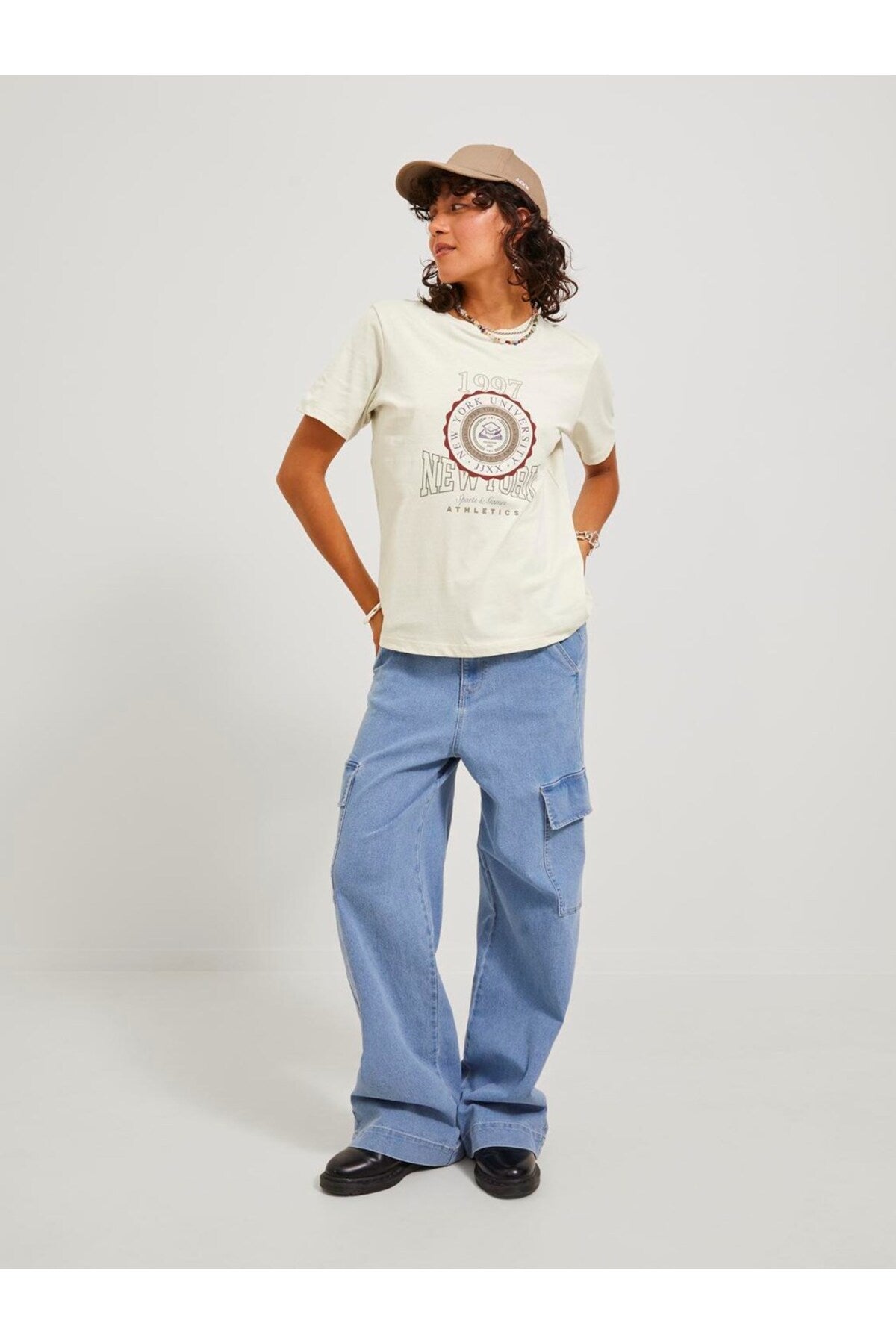 Jack&Jones JJXX Oversize Minimalist Kadın Tişört - Kısa Kol
