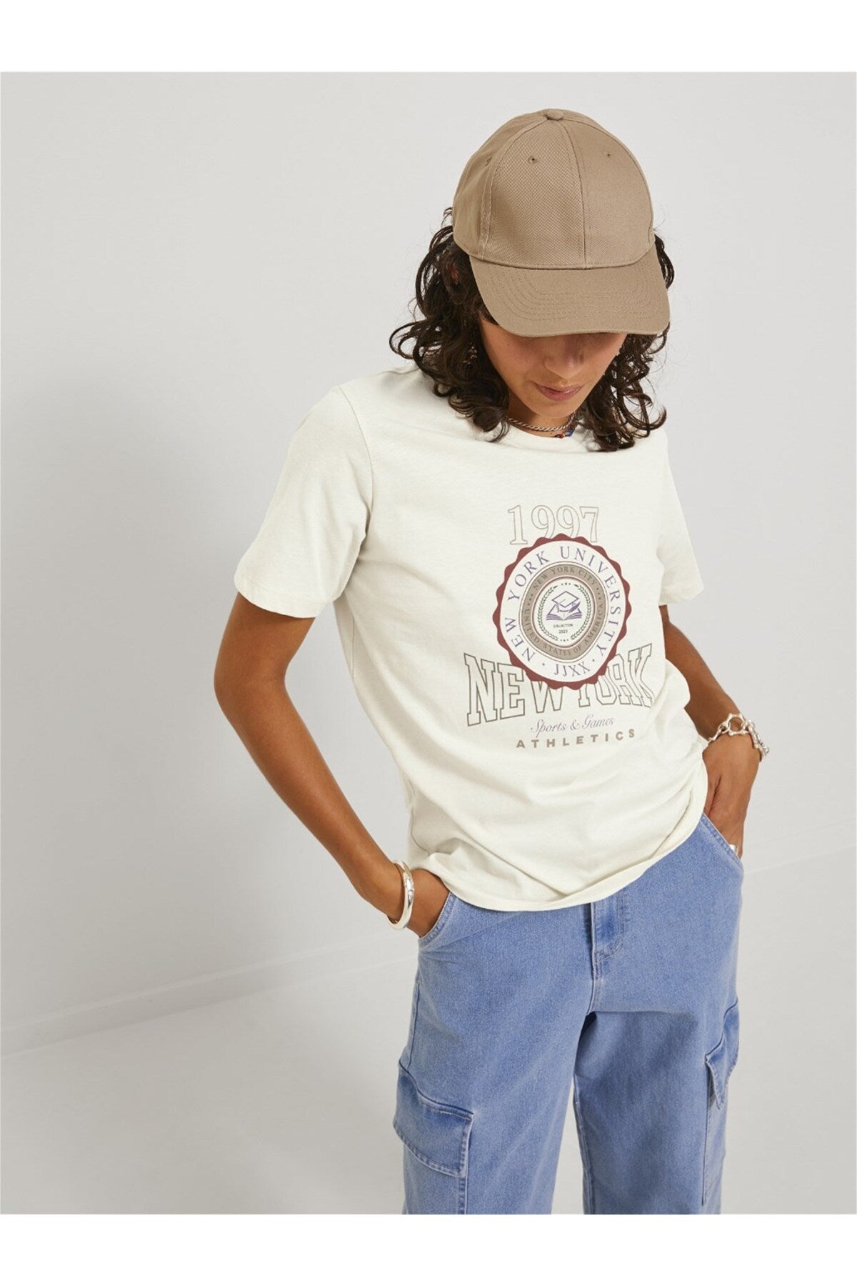 Jack&Jones JJXX Oversize Minimalist Kadın Tişört - Kısa Kol