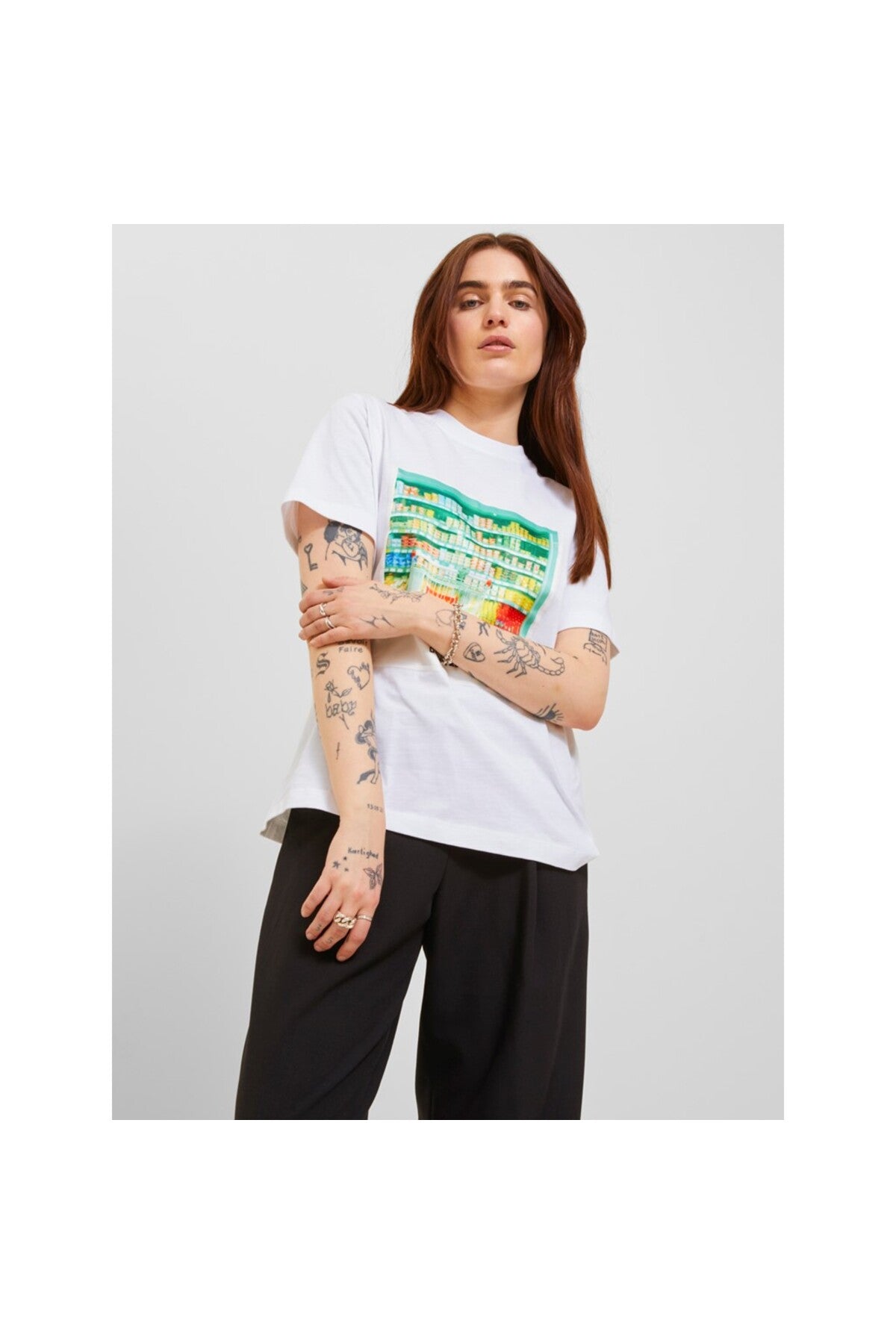 Jack&Jones JJXX Oversize Minimalist Kadın Tişört - Kısa Kol - Günlük Translation missing: ar.content.product_image_secondary