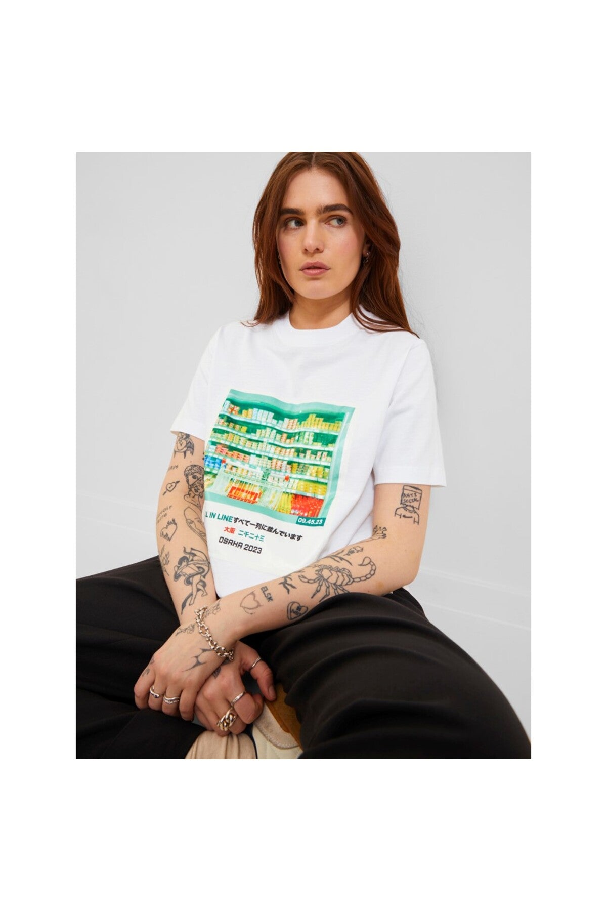 Jack&Jones JJXX Oversize Minimalist Kadın Tişört - Kısa Kol - Günlük