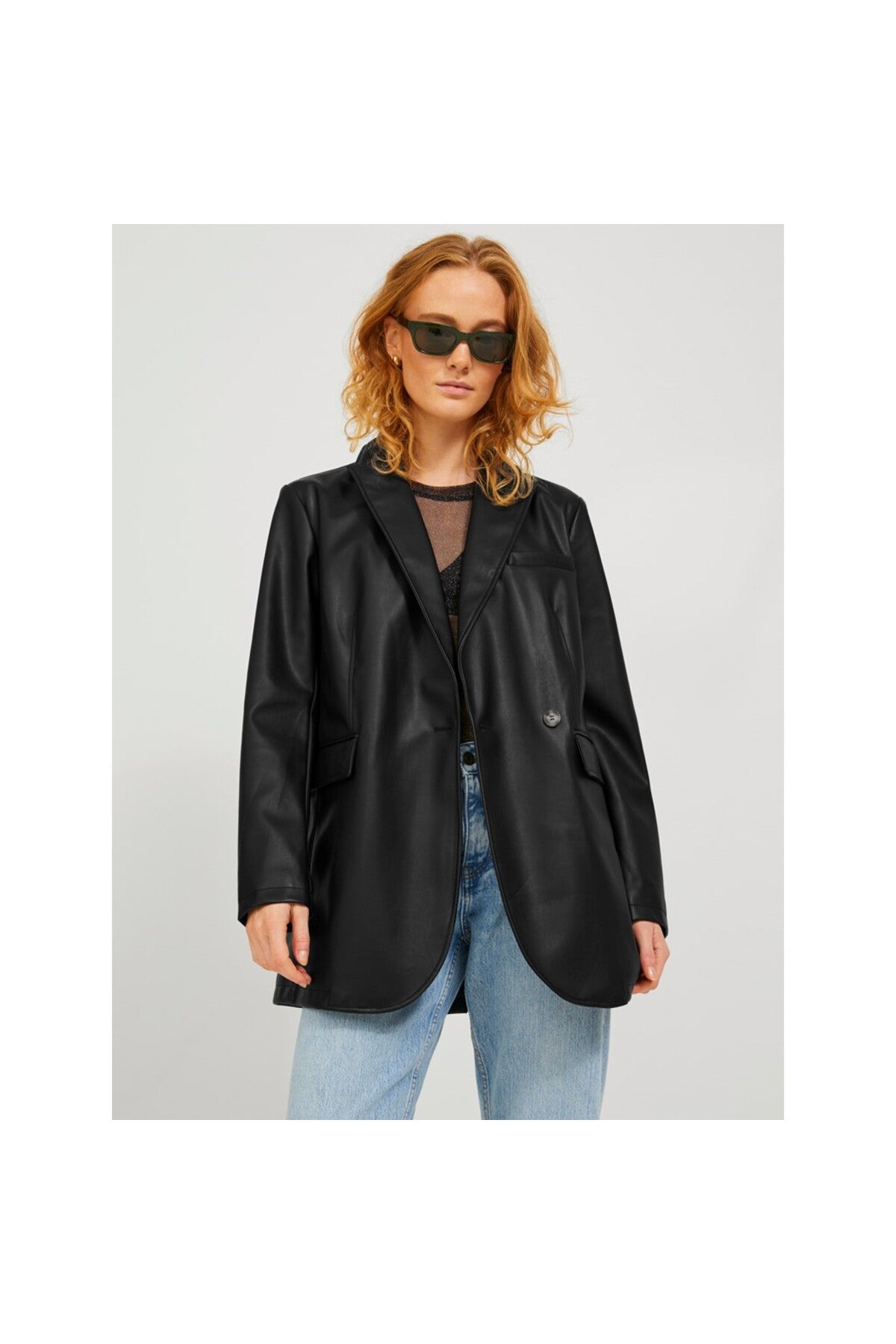 Jack&Jones JJXX Oversize Uzun Kol Deri Kadın Ceket - Minimalist Tarz