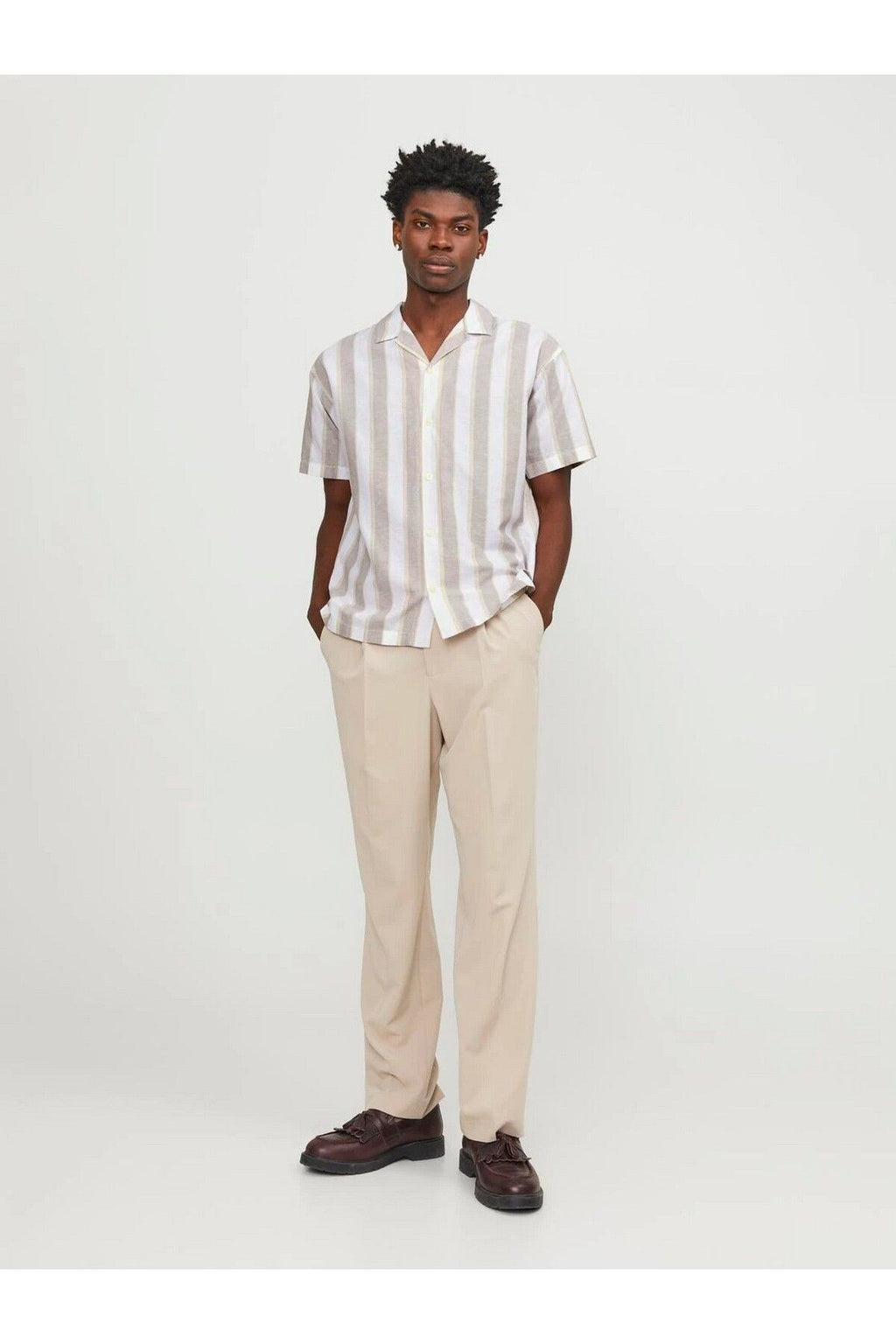 Jack&Jones Minimalist Çizgili Erkek Kısa Kol Gömlek - Yazlık Günlük