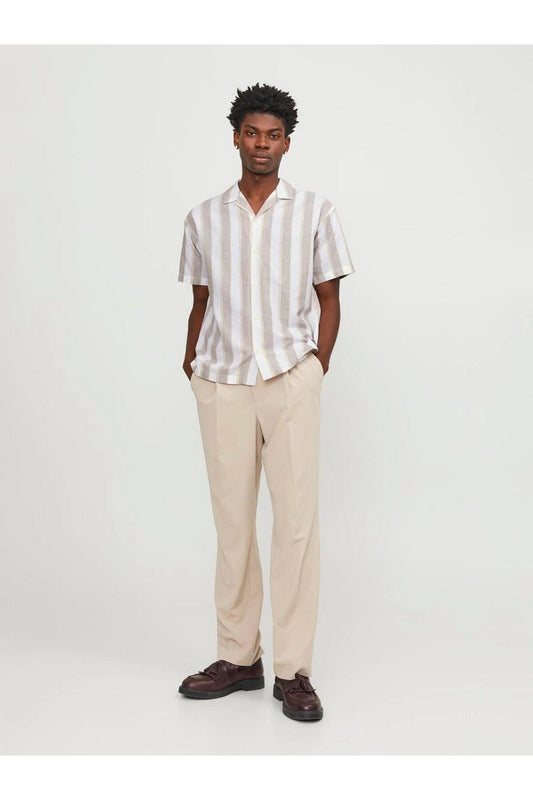 Jack&Jones Minimalist Çizgili Erkek Kısa Kol Gömlek - Yazlık Günlük