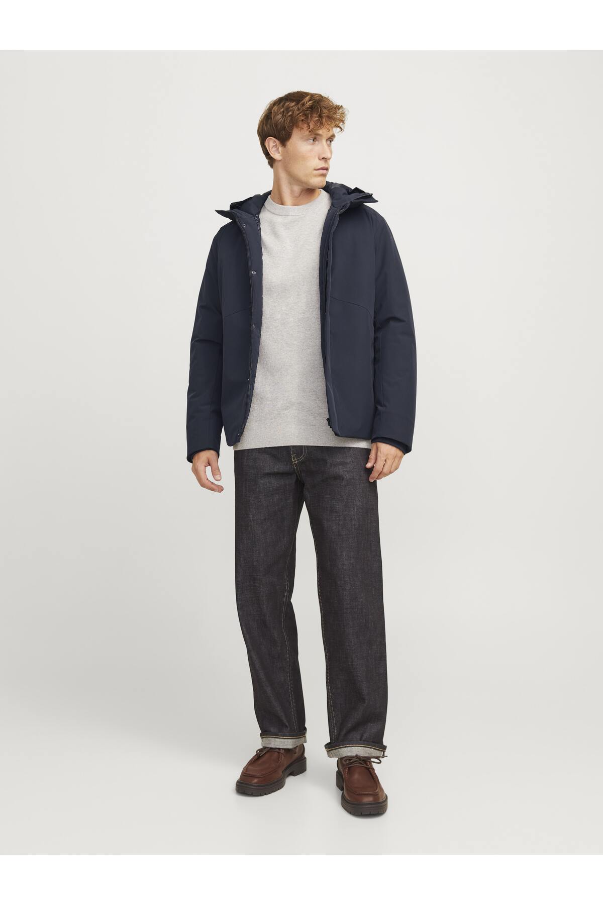 Jack&Jones Minimalist Kapüşonlu Oversized Erkek Mont - Günlük Kullanım Translation missing: ar.content.product_image_main