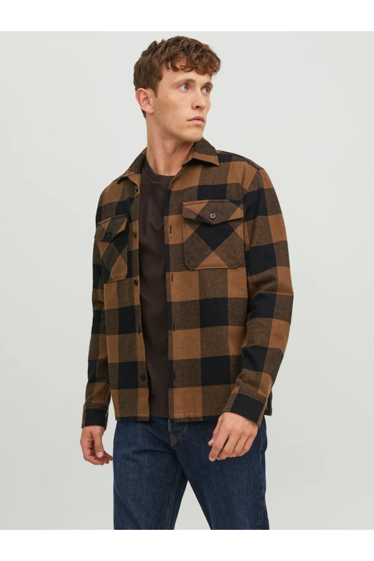 Jack&Jones Minimalist Uzun Kol Kareli Erkek Gömleği - Günlük Stil Translation missing: tr.content.product_image_main