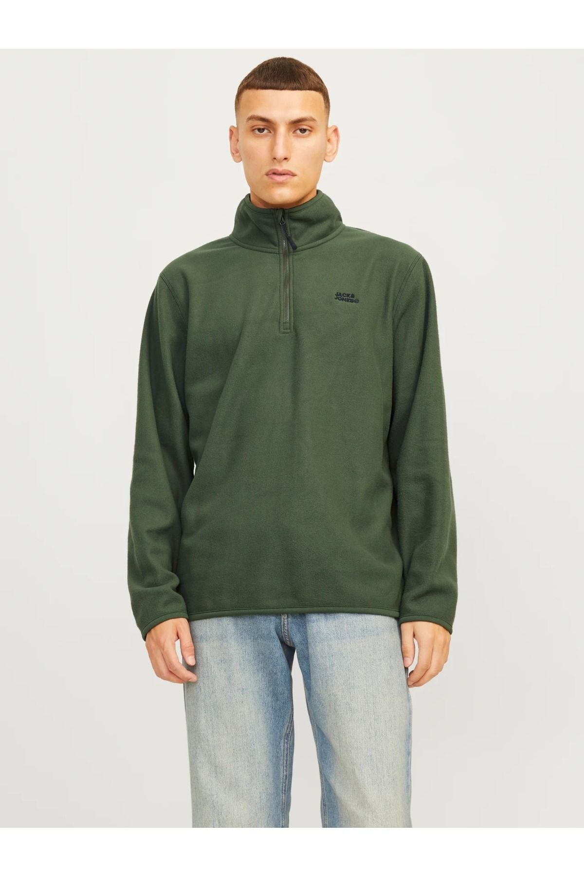 Jack&Jones Minimalist Yarım Fermuarlı Uzun Kol Erkek Sweatshirt - Oversize Ana görsel