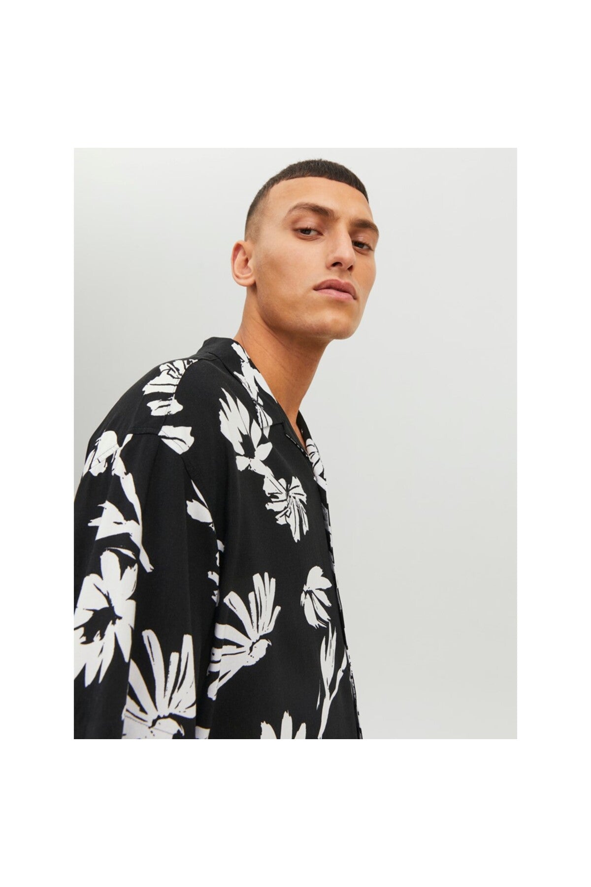 Jack&Jones Oversize Çiçek Desenli Erkek Gömleği - Kısa Kol