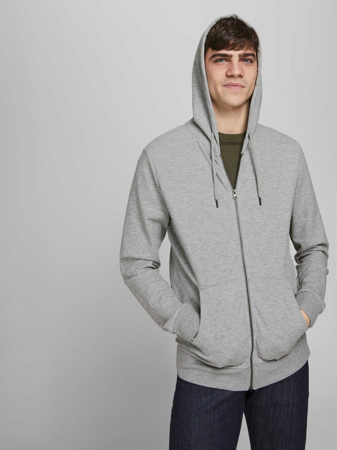 Jack&Jones Oversize Fermuarlı Kapüşonlu Erkek Sweatshirt - Günlük ve Spor İkincil görsel