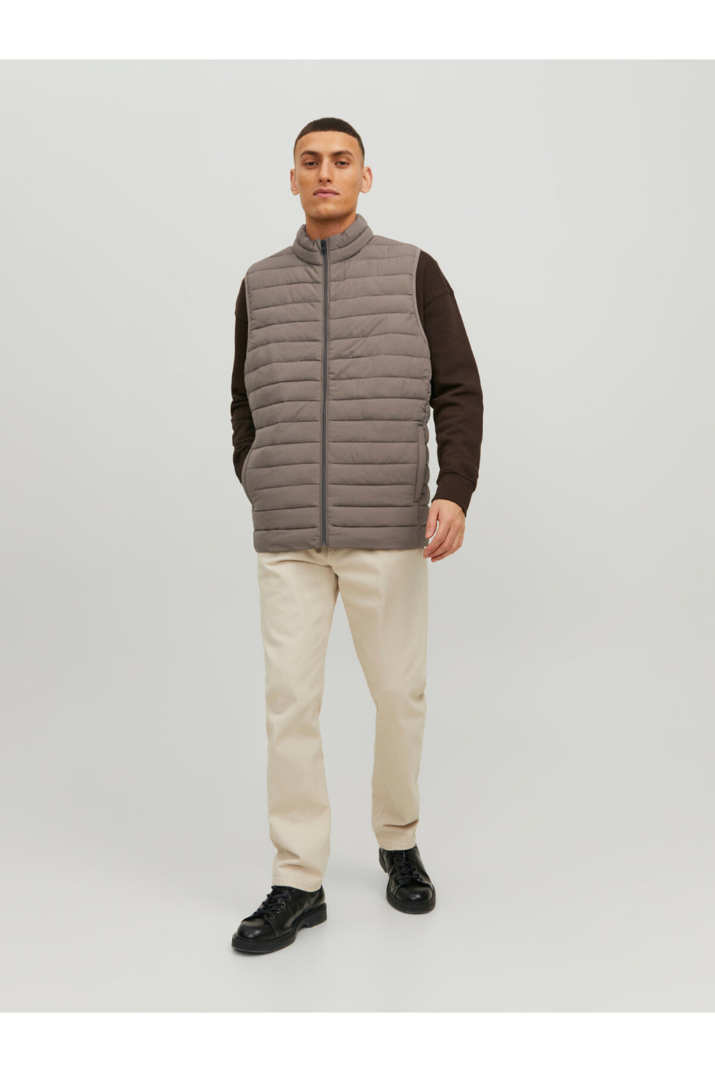 Jack&Jones Oversize Fermuarlı Yaka Erkek Yelek - Minimalist Tarz