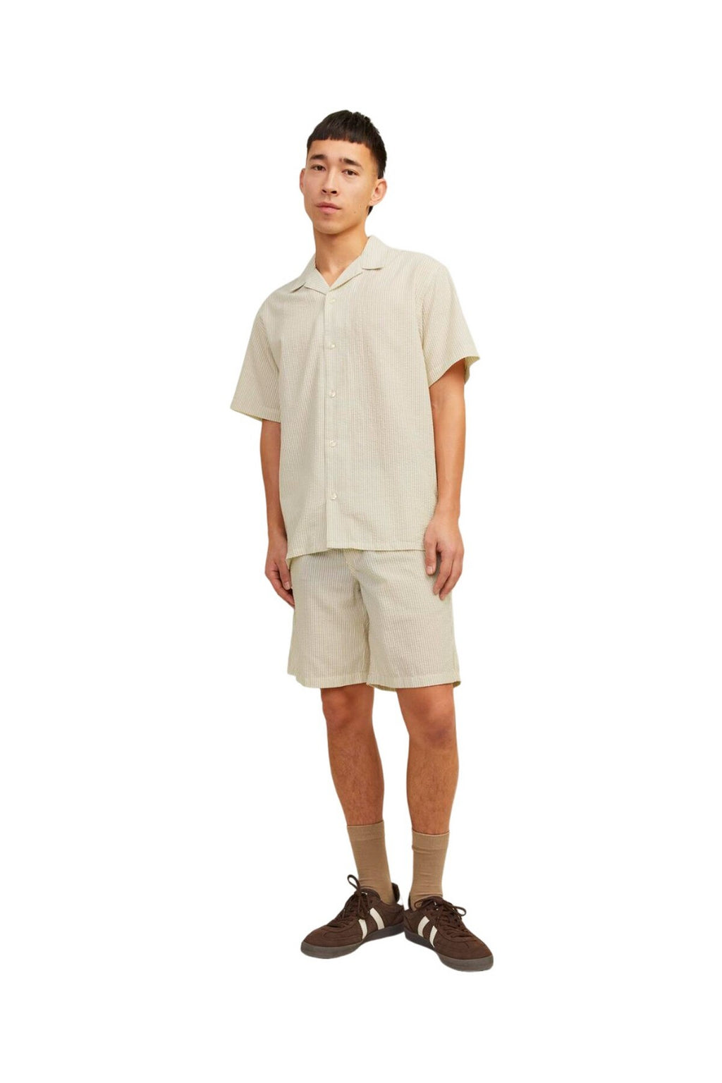 Jack&Jones Oversize Kısa Kol Çizgili Erkek Gömlek - Minimalist