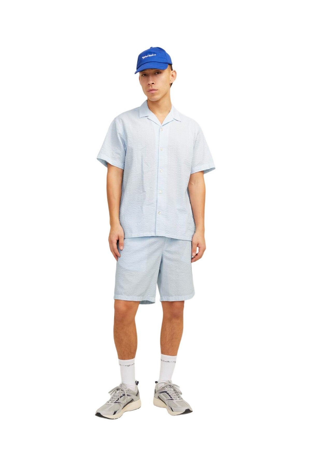 Jack&Jones Oversize Kısa Kol Çizgili Erkek Gömlek - Minimalist