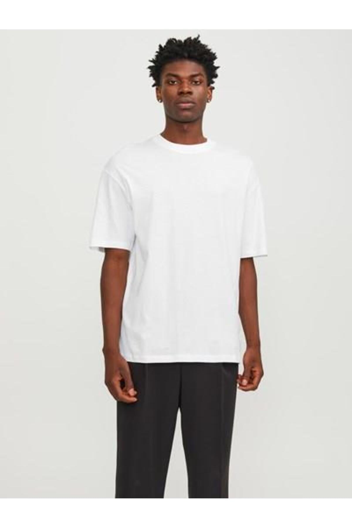 Jack&Jones Oversize Minimalist Erkek T-Shirt - Rahat Kesim Kısa Kol Translation missing: tr.content.product_image_main