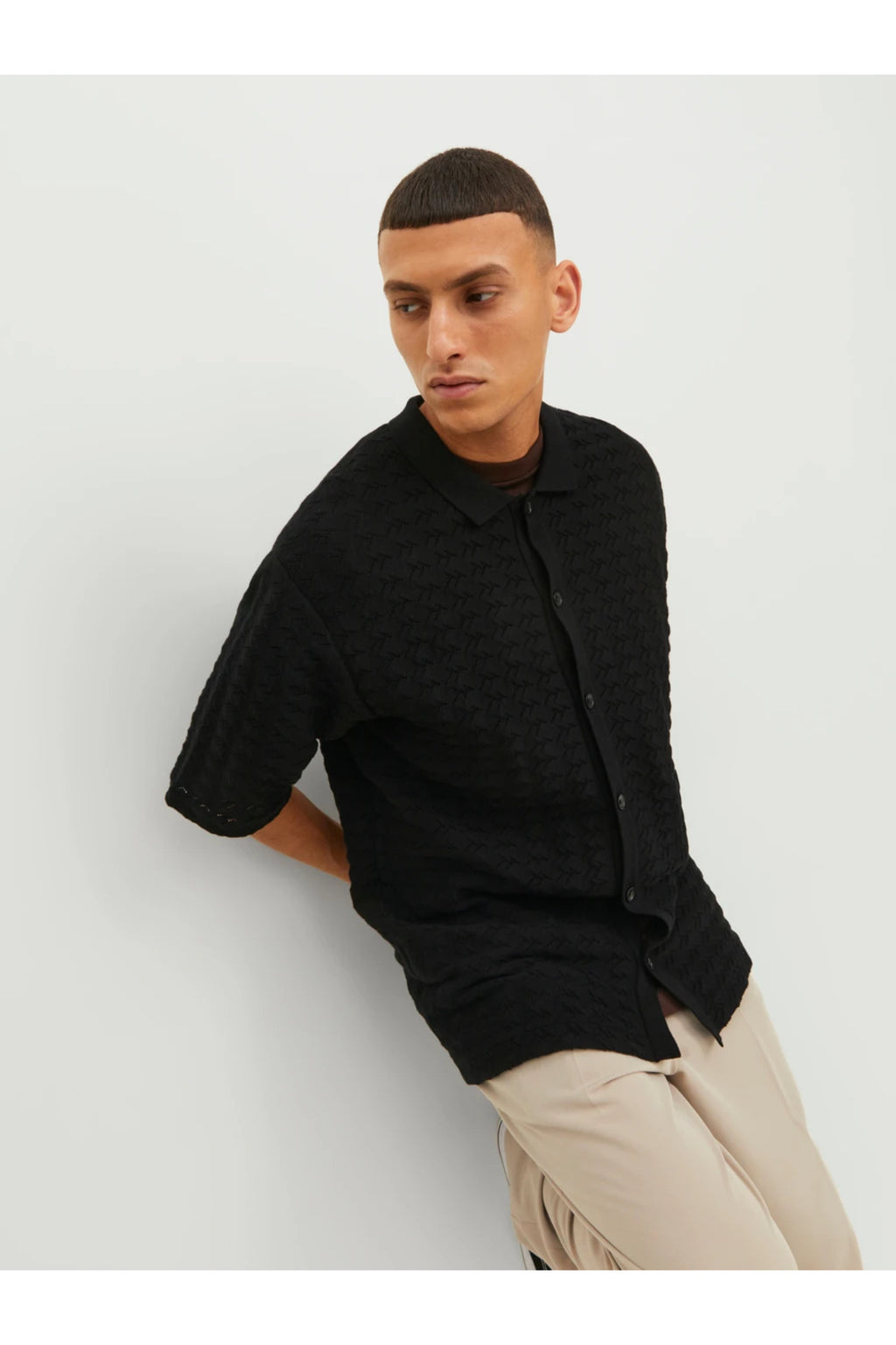 Jack&Jones Oversize Polo Yaka Kısa Kol Erkek Gömlek - Minimalist Stil