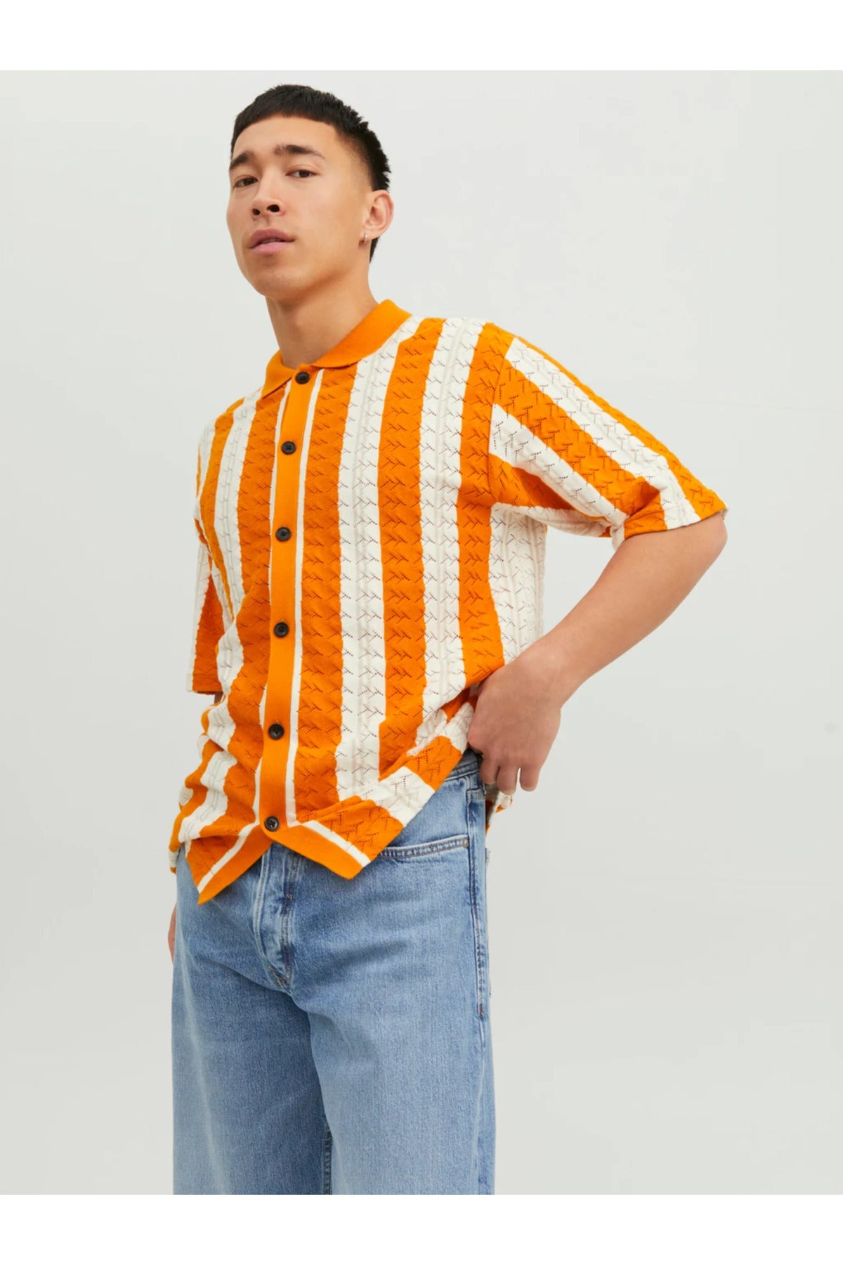 Jack&Jones Oversize Polo Yaka Kısa Kol Erkek Gömlek - Minimalist Stil Translation missing: tr.content.product_image_main