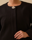 büyük beden taş detaylı uzun kaşe kaban Gala-Xi