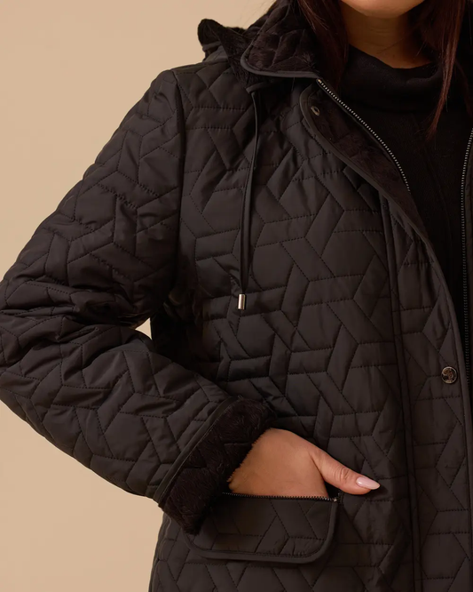 Büyük Beden Kapüşonlu Uzun Anorak Kaban Gala-Xi