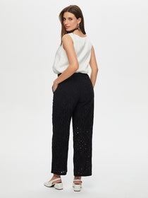 Kadın Wide Leg Fit Brode Nakış Detaylı Pantolon Faik Sönmez
