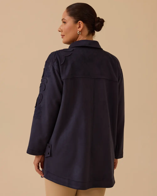 büyük beden gömlek yaka çıtçıt düğmeli süet kap Gala-Xi