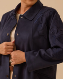 büyük beden gömlek yaka çıtçıt düğmeli süet kap Gala-Xi