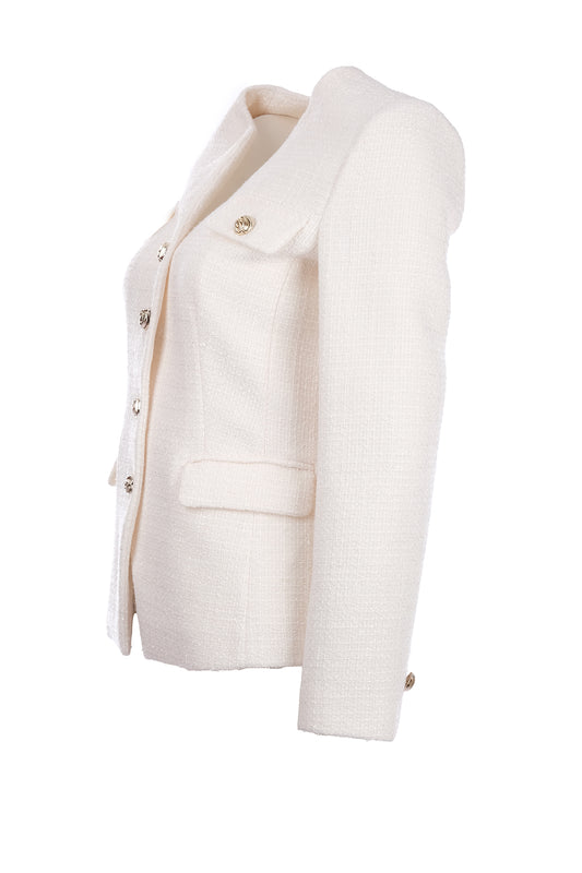 جاكيت إيكول تويد بجيوب بغطاء