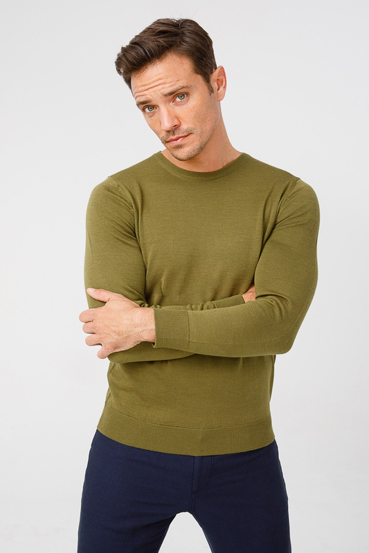 Erkek Basic Sıfır Yaka İnce Triko Kazak Desen